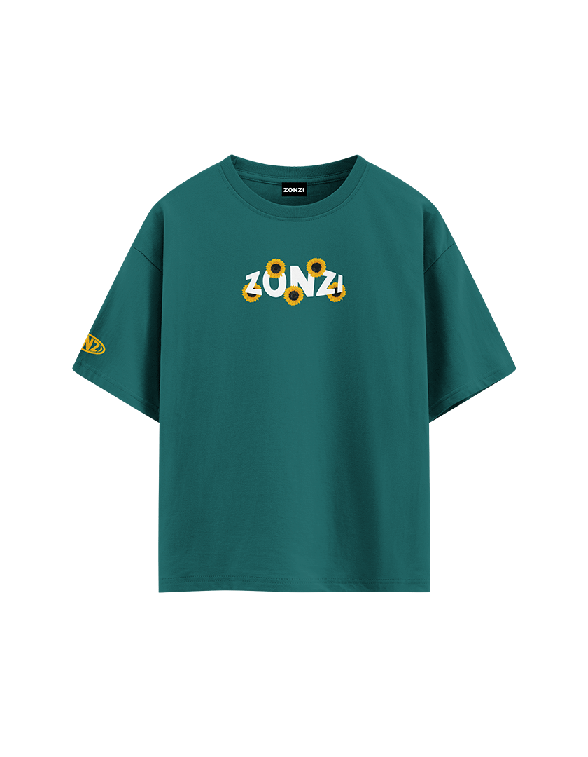 TEAL SUNFLOWER OVERSIZED T-SHIRT