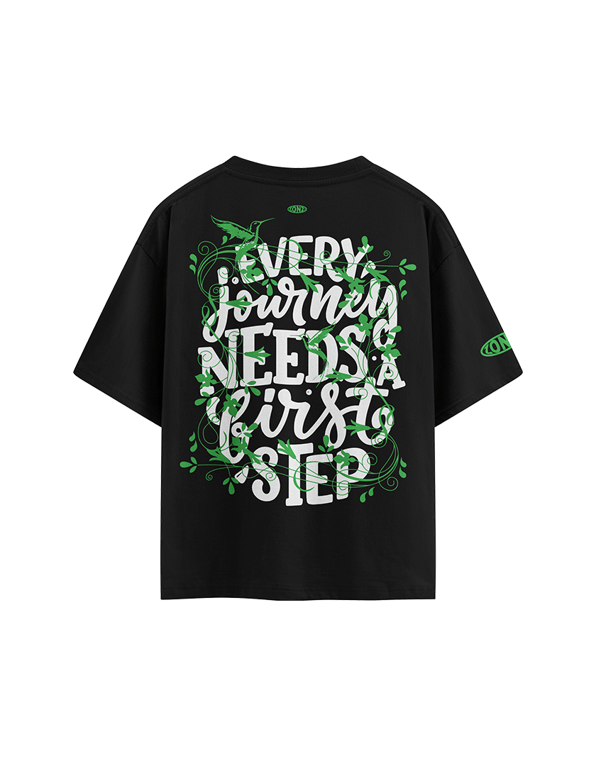 BLACK FIRST STEP OVERSIZED T-SHIRT